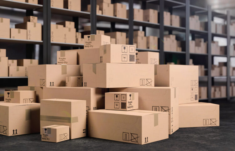 Boxes in a warehouse