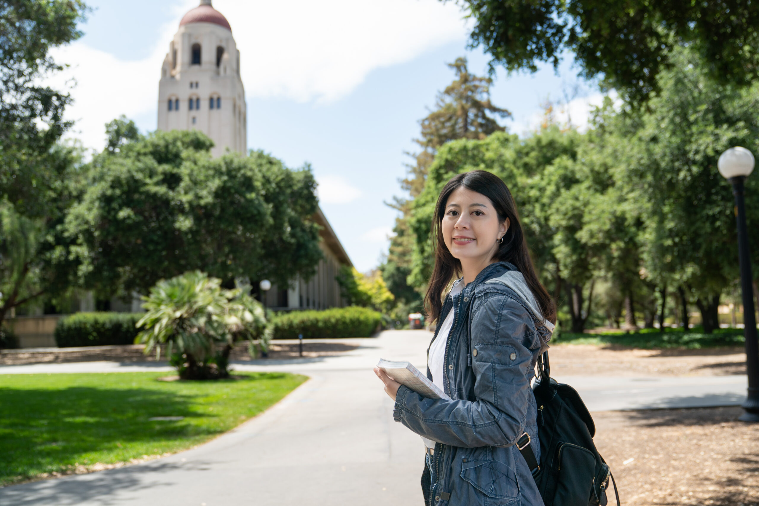 female student on Stanford campus
