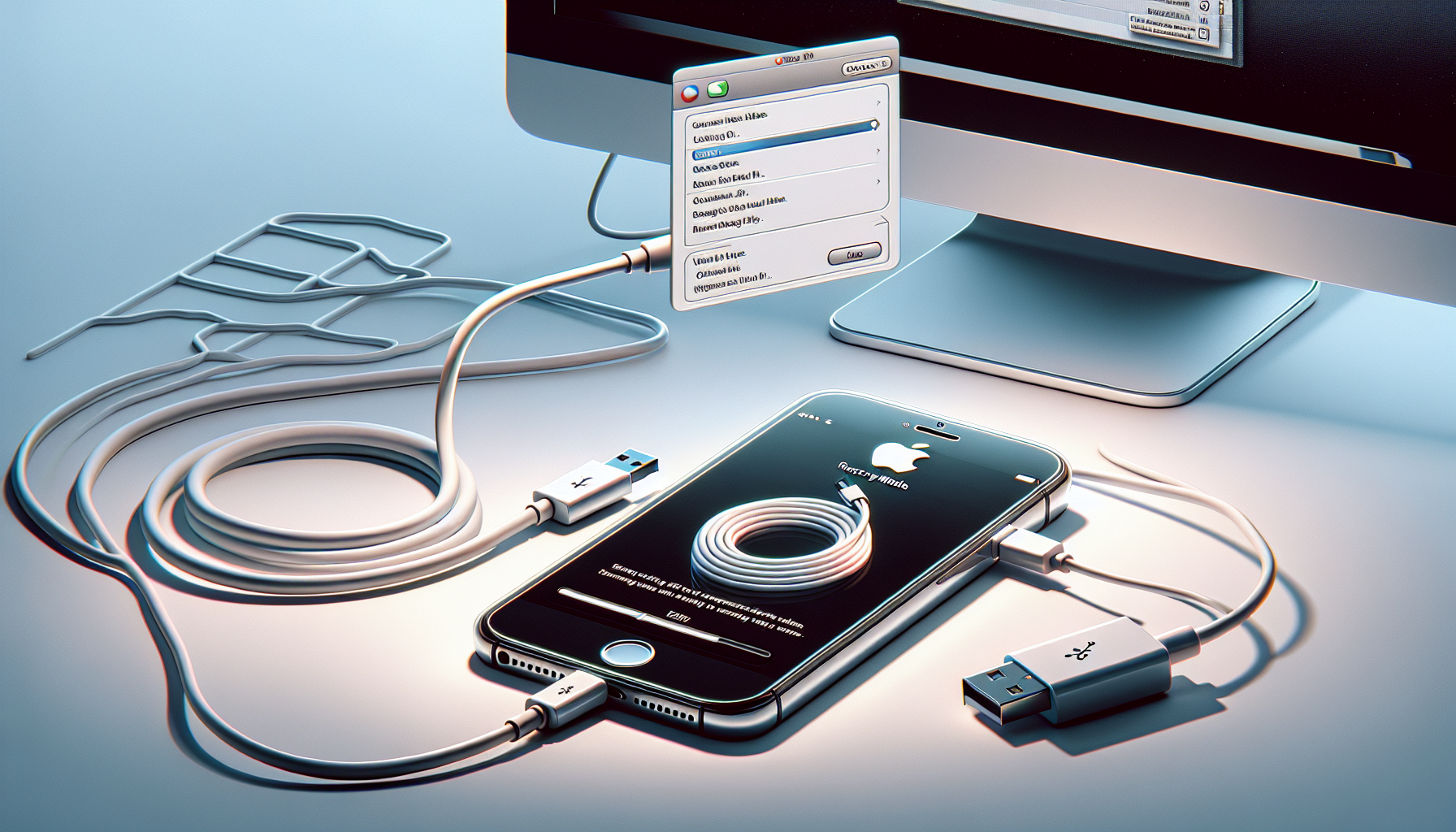 Illustration of an iPhone in recovery mode