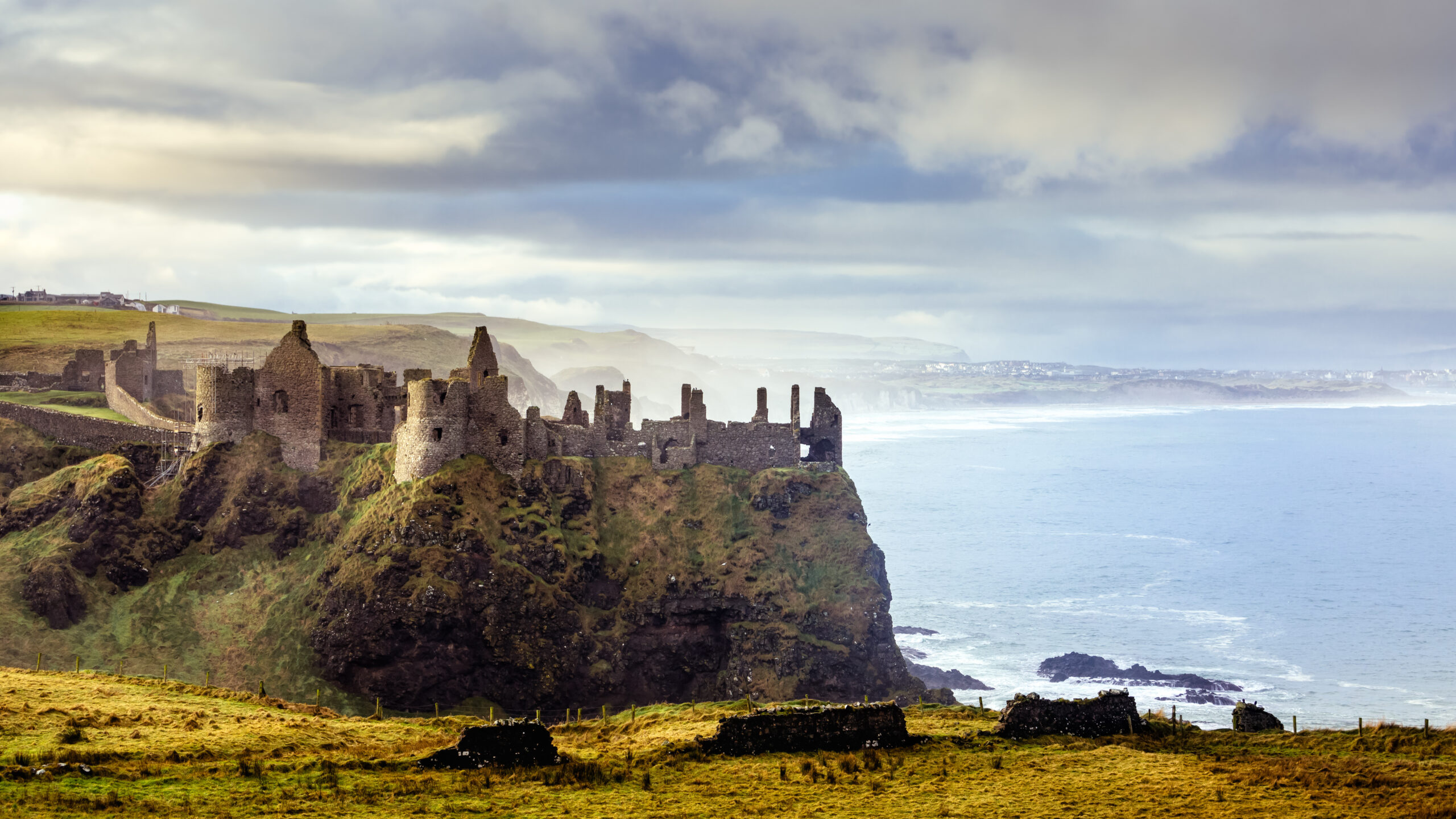 Dunluce Castle on the cliff in Bushmills, filming location of Game of Thrones