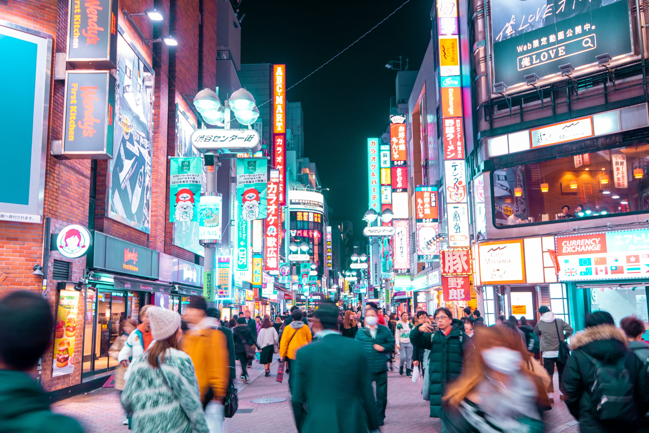 the hustle and bustle of tokyo japan in the evening