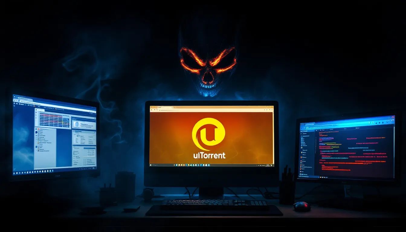 Different torrent clients displayed on a computer screen.