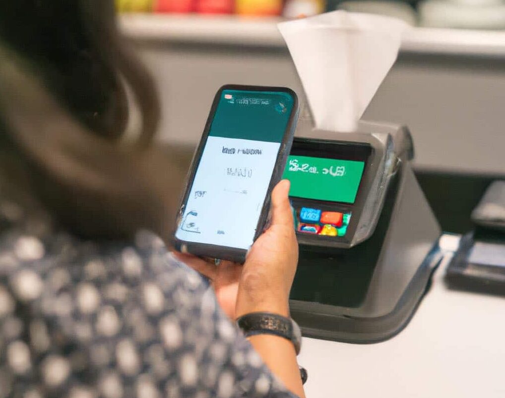 Woman using apple pay