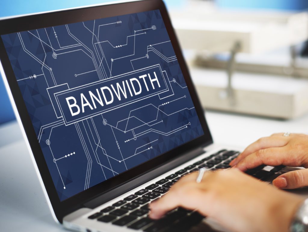 Bandwidth concept on laptop screen.