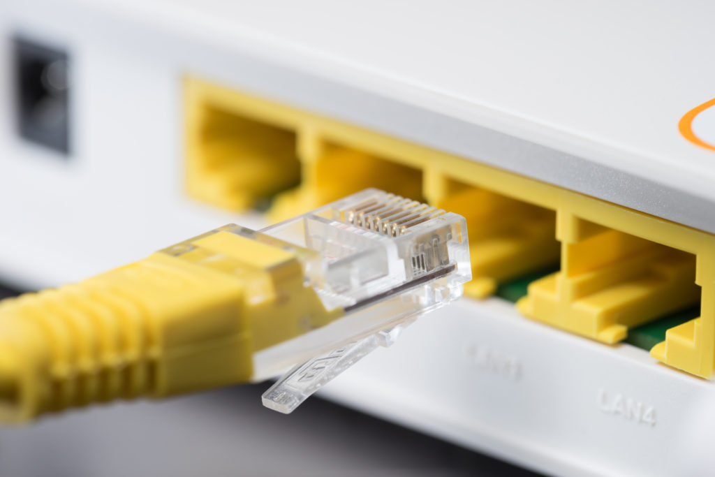 RJ45 LAN port of modem router