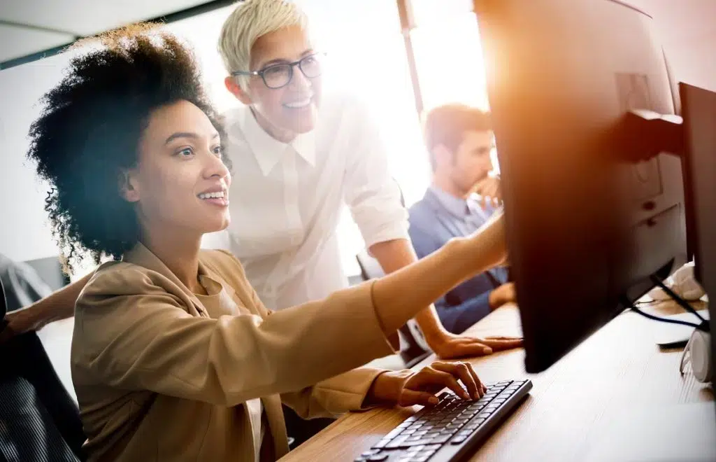 Programmer working in a software developing company