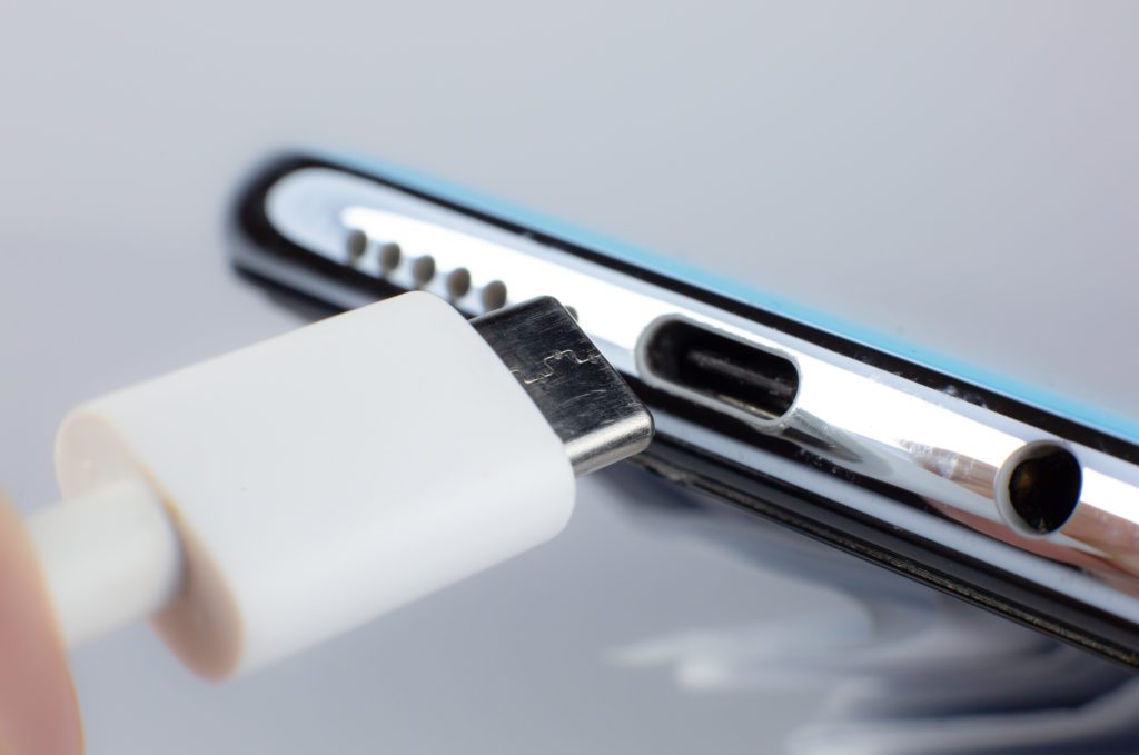 Close-up of USB type c charger.