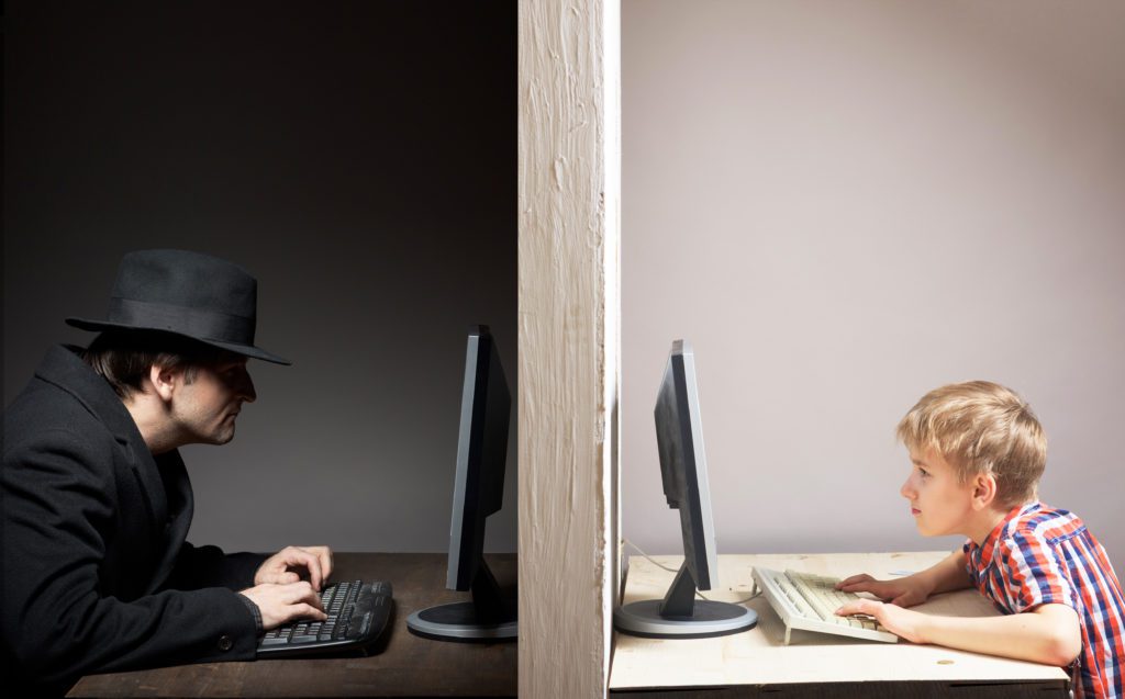 Concept of kids in danger online.