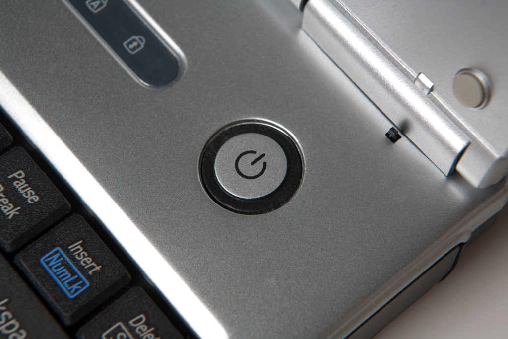 Power button on a laptop.