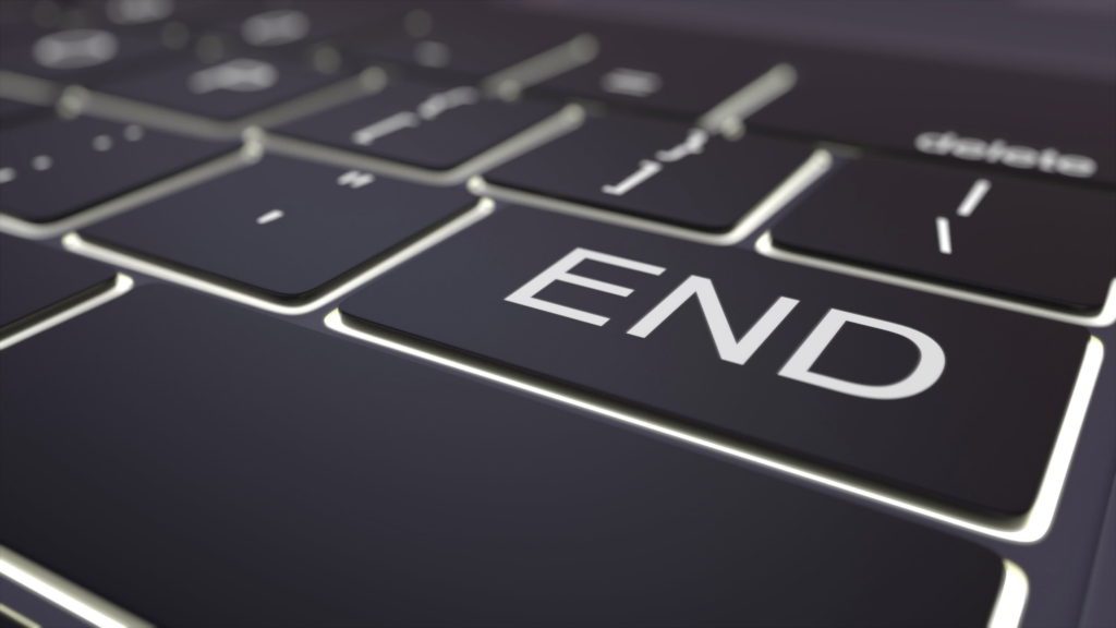 Black luminous computer keyboard with end key.