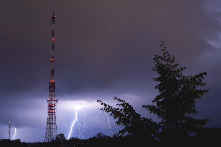 Thunderstorm upon the city at night