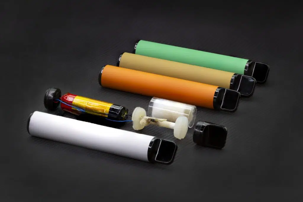 Inside e-cigarettes and disposable vape devices.