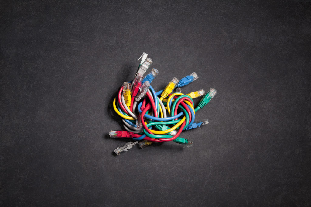 Colorful ethernet network cables.