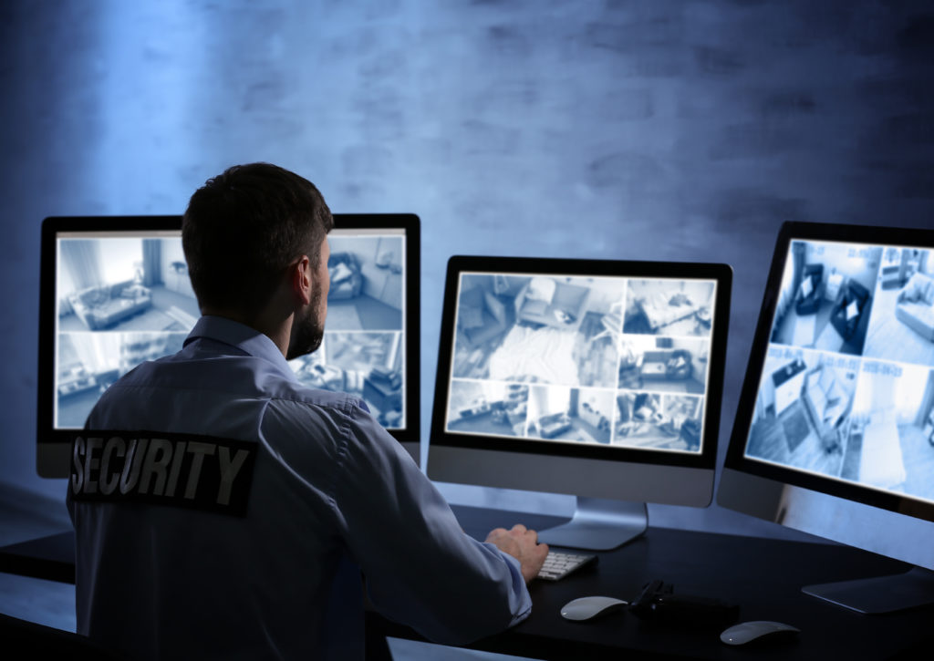 Safety of private property and modern technology. Safeguard monitoring home security cameras.