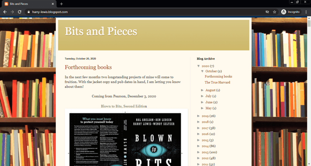 Screenshot of the Bits and Pieces computer science blog