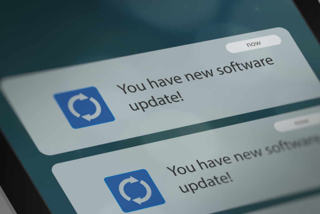Software update notification on smart phone.