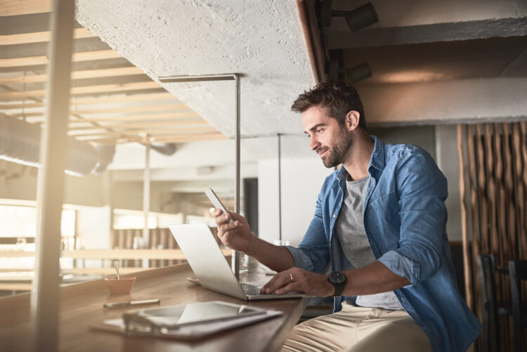 man working on his laptop