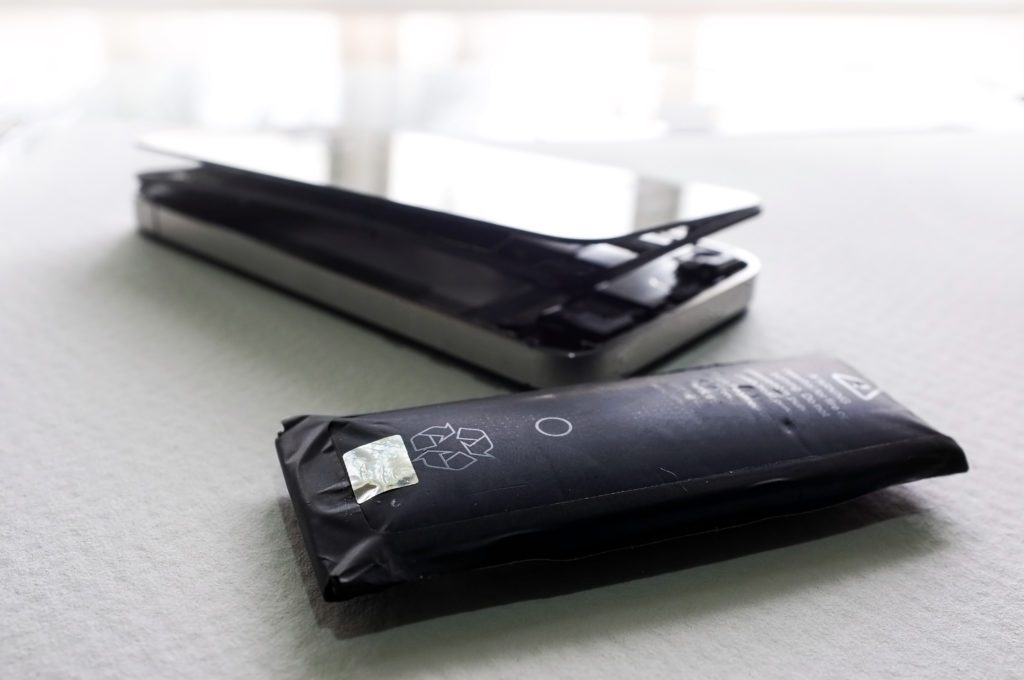 Swollen mobile phone battery.