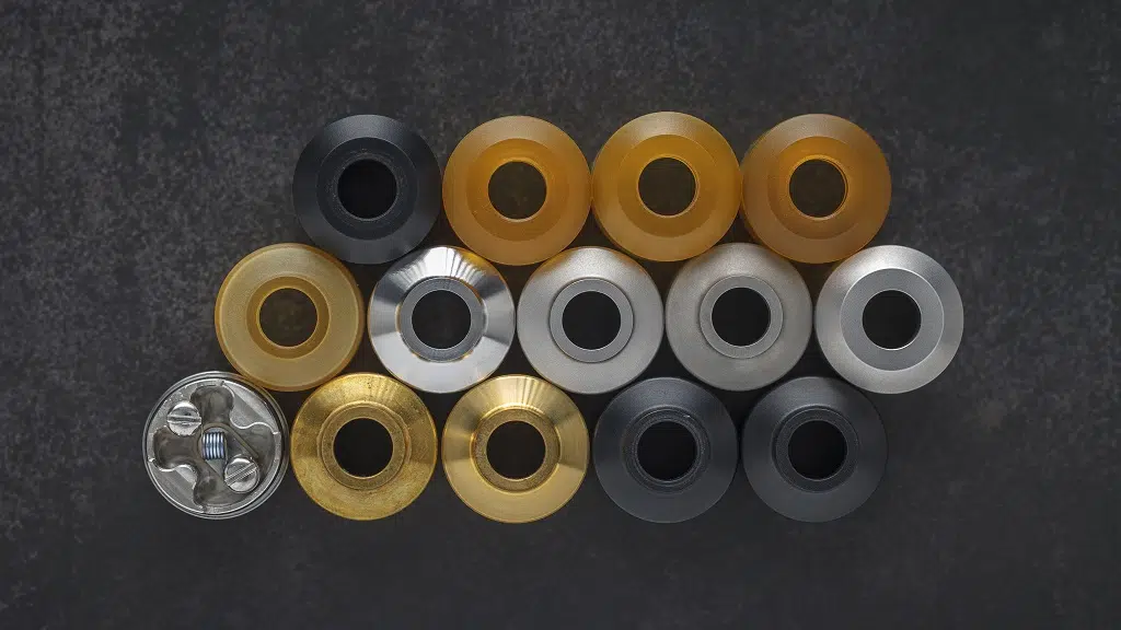 Vape top caps in various materials and finish