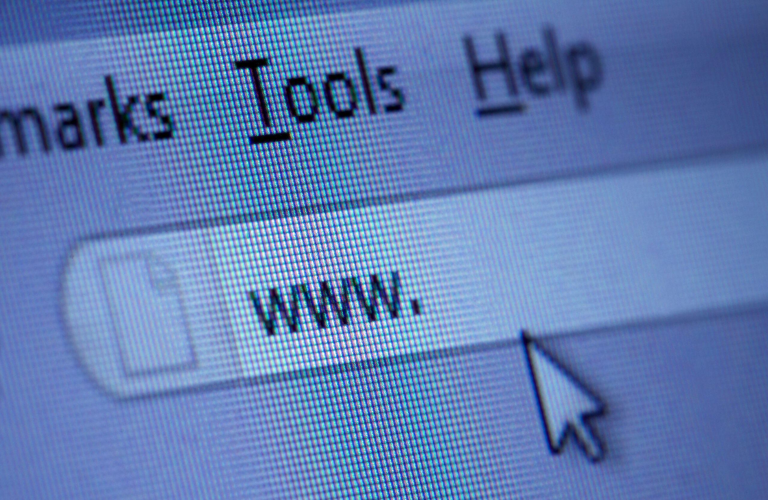 www sign internet and cursor on internet browser