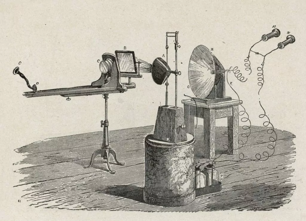 Alexander Graham Bell's 1800 photophone.