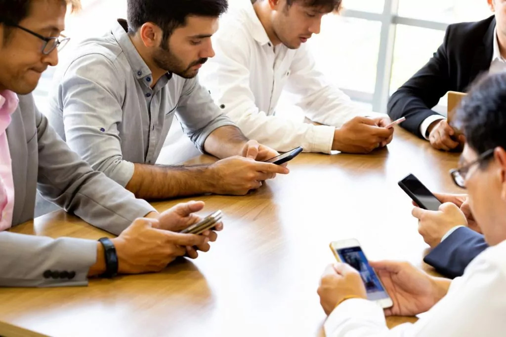 Group Businessmen Smartphones