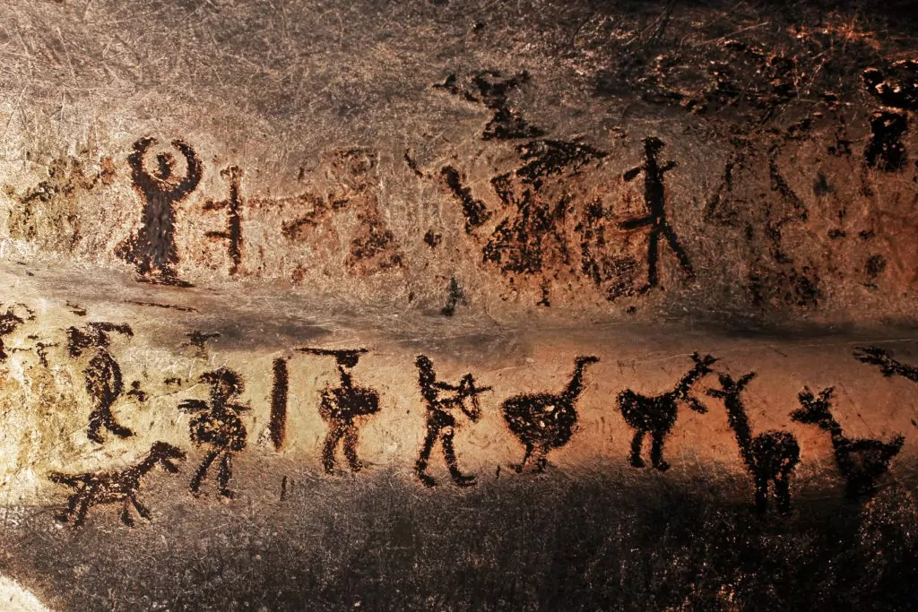 Prehistoric mural drawings in Magura cave.