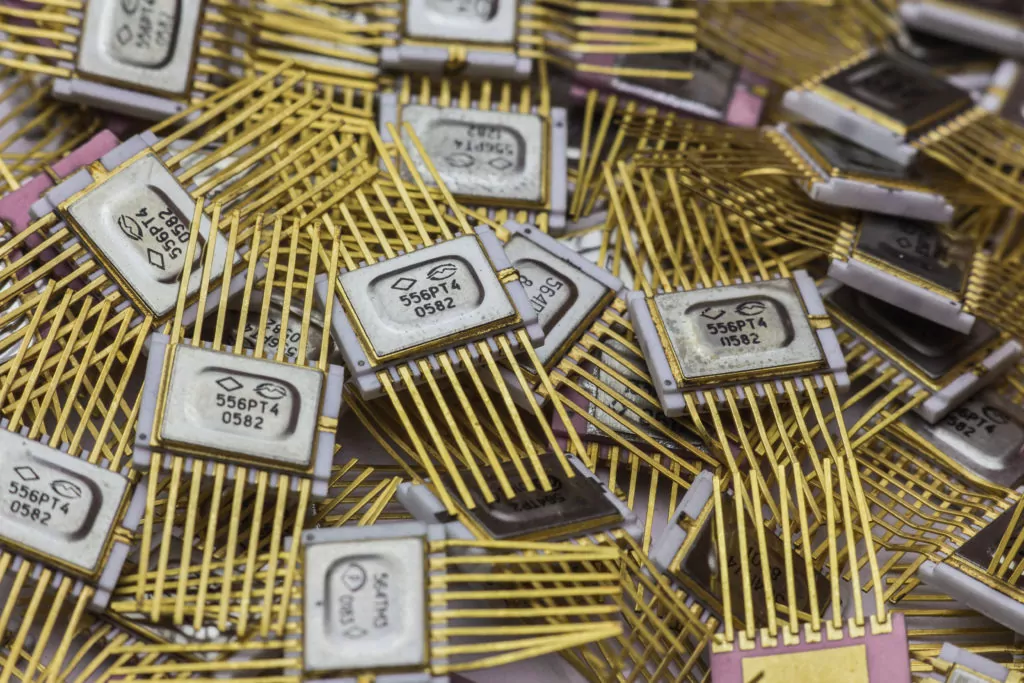 Vintage military goldplated microchip.